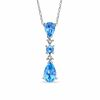Pear-Shaped Blue Topaz and Diamond Accent Pendant in 10K White Gold