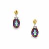 Thumbnail Image 1 of Oval Mystic Fire® Topaz Earrings in 10K Gold with Diamond Accents