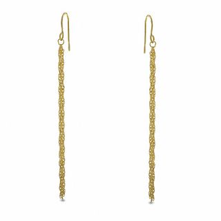 14K Gold Triple Strand Drop Earrings