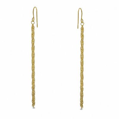 14K Gold Triple Strand Drop Earrings
