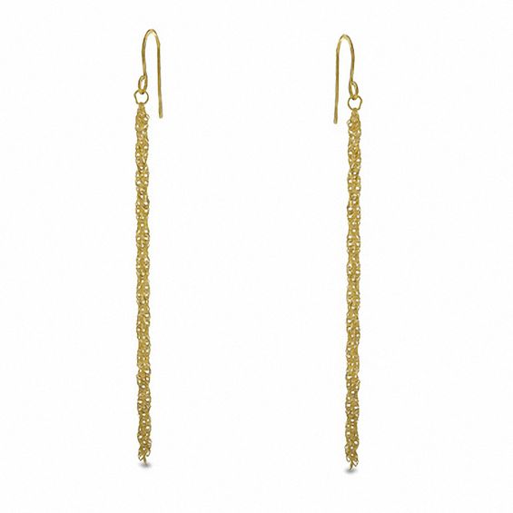 14K Gold Triple Strand Drop Earrings