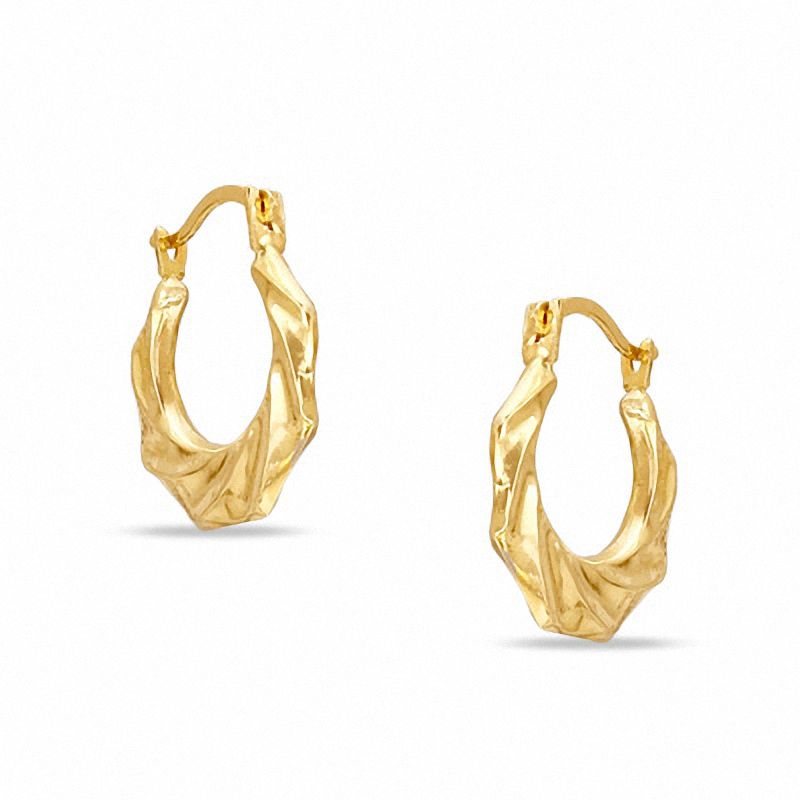 Main Image 1 of 10K Two-Tone Gold Octagonal Hoop Earrings