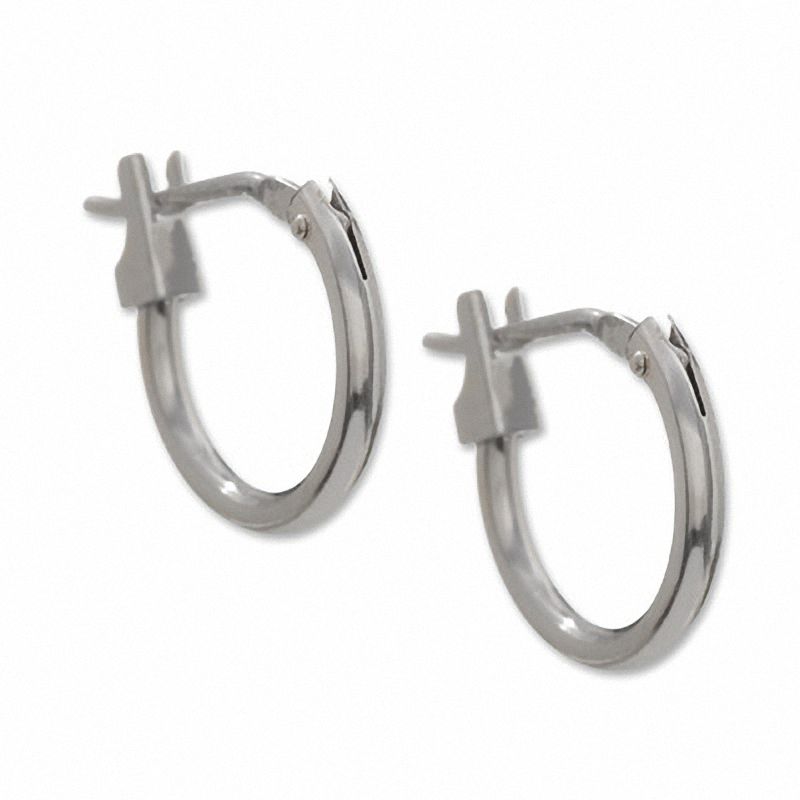 14K White Gold 10mm Hoop Earrings|Peoples Jewellers