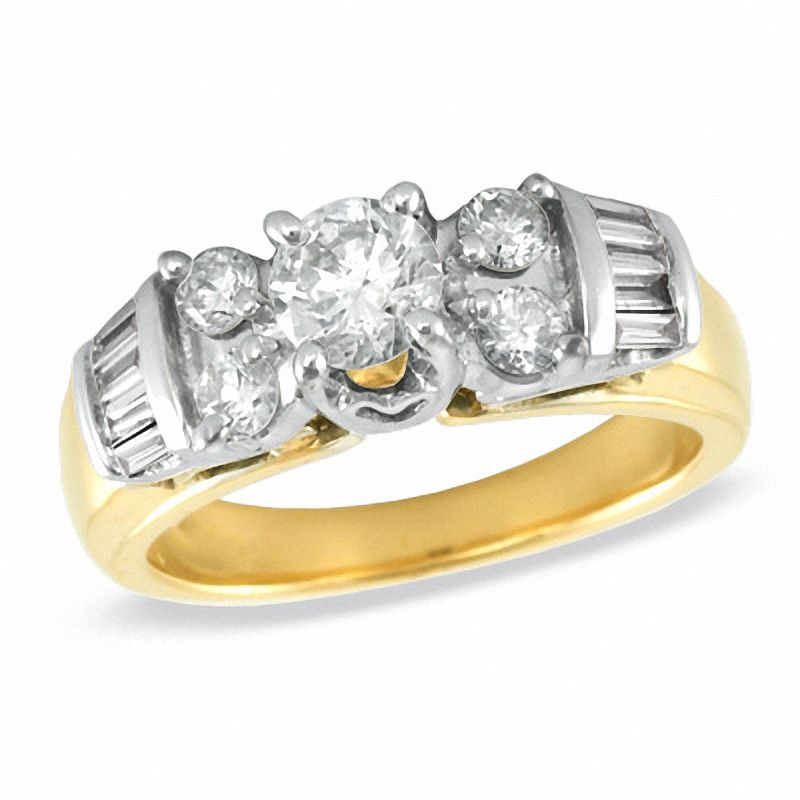 1.29 CT. T.W. Diamond Past Present Future Ring in 14K Gold