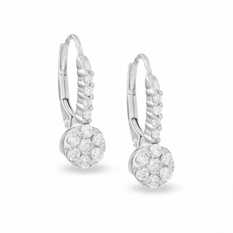 Main Image 1 of 0.45 CT. T.W. Endless Diamond® Cluster Drop Earrings in 14K White Gold
