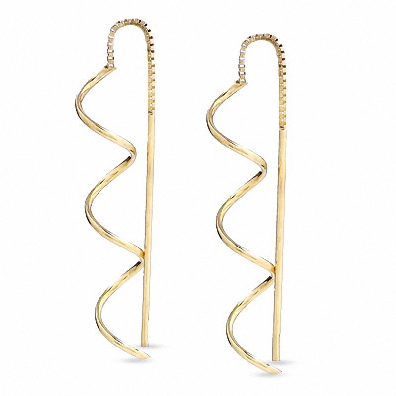 Main Image 1 of 14K Gold Wavy Stick Threader Earrings