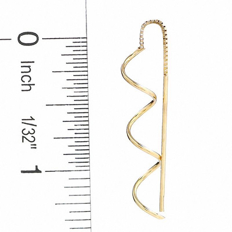 Main Image 2 of 14K Gold Wavy Stick Threader Earrings