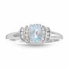 Thumbnail Image 1 of 10K White Gold Aquamarine Crown Ring with Diamond Accents