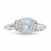 Thumbnail Image 0 of 10K White Gold Aquamarine Crown Ring with Diamond Accents