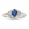 10K White Gold Blue Sapphire Crown Ring with Diamond Accents