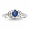 Thumbnail Image 1 of 10K White Gold Blue Sapphire Crown Ring with Diamond Accents