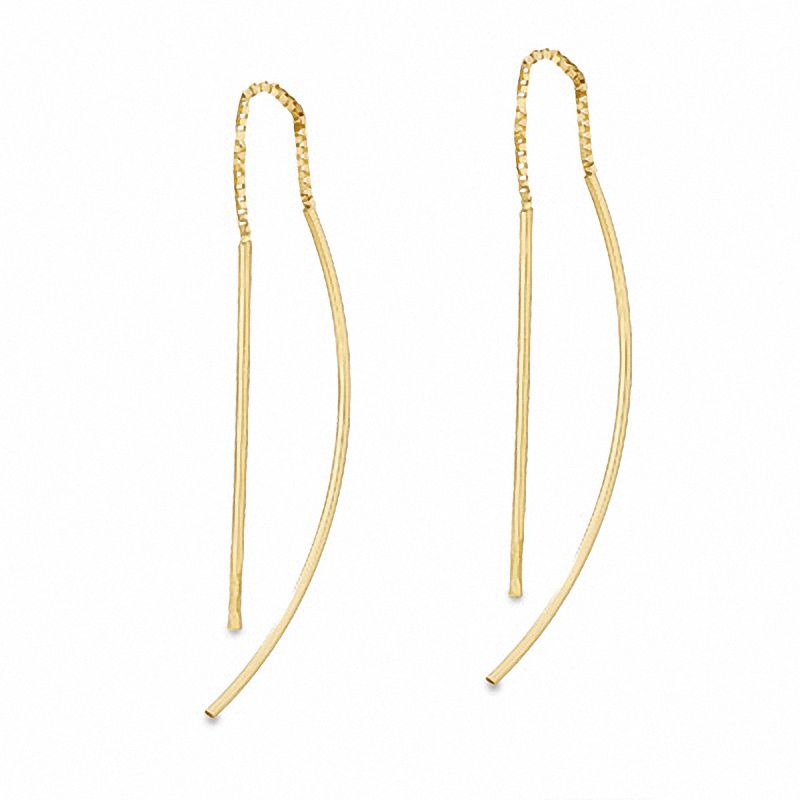 Main Image 1 of 10K Gold Curved Stick Threader Earrings