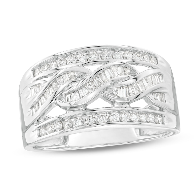 0.49 CT. T.W. Diamond Swirl Band in 10K White Gold|Peoples Jewellers