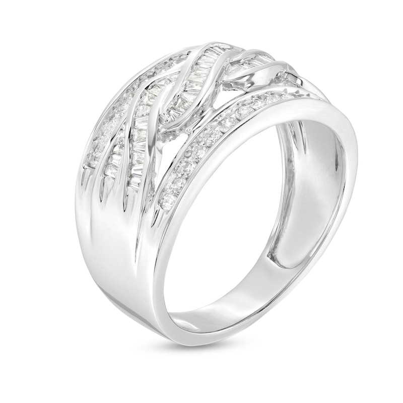 Main Image 3 of 0.49 CT. T.W. Diamond Swirl Band in 10K White Gold