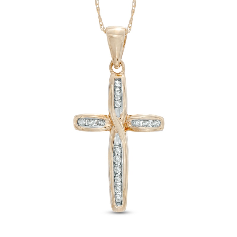 0.09 CT. T.W. Diamond Cross Pendant in 10K Gold|Peoples Jewellers