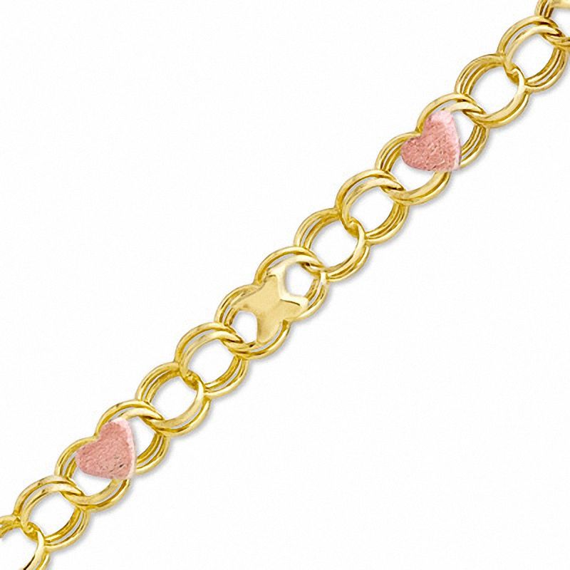 Child's Heart and "X" Bracelet in 10K Two-Tone Gold - 5.5"|Peoples Jewellers