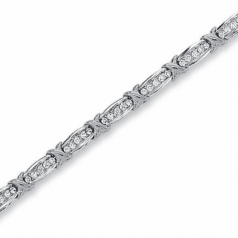 0.50 CT. T.W. Diamond Channel "X" Bracelet in 10K White Gold