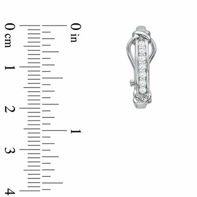 0.25 CT. T.W. Diamond Channel X Hoop Earrings in 10K White Gold