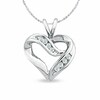 Thumbnail Image 1 of 0.11 CT. T.W. Diamond Crossover Heart Pendant in 10K White Gold