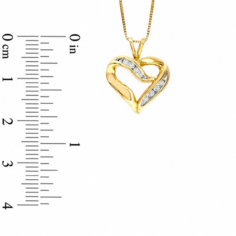 Main Image 2 of 0.11 CT. T.W. Diamond Crossover Heart Pendant in 10K Gold