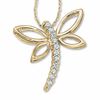 Thumbnail Image 1 of 10K Gold Dragonfly Pendant with Diamond Accents