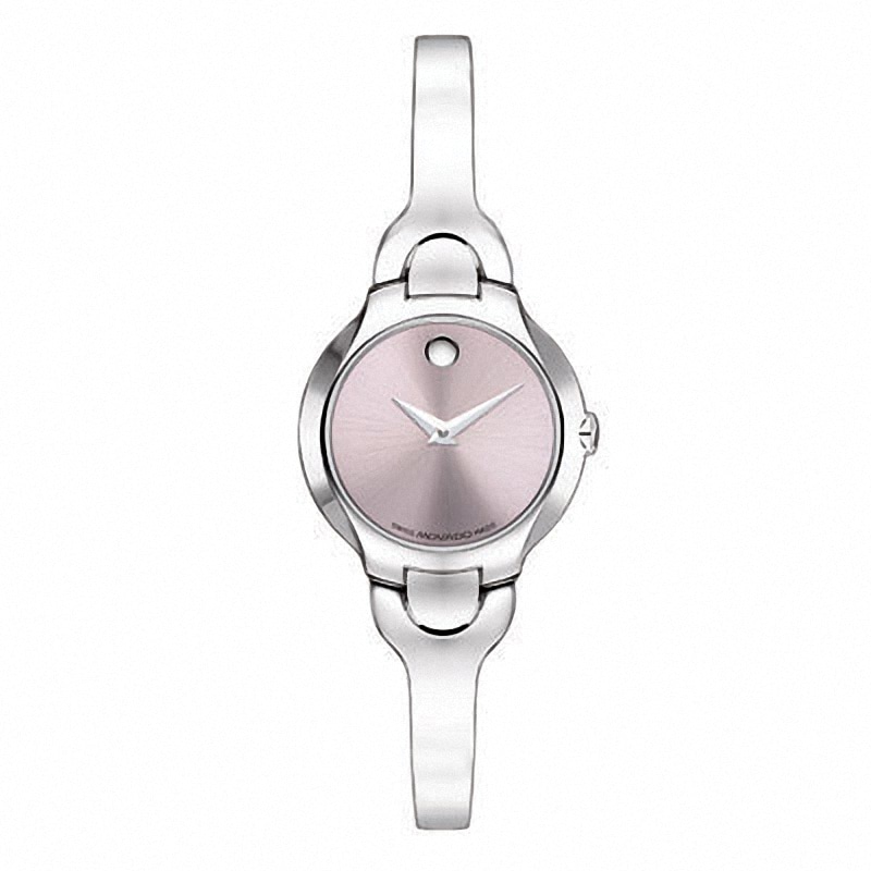 Ladies' Movado Kara™ Pink Mirror Dial Bangle Watch in Stainless Steel (Model: 0605284)|Peoples Jewellers