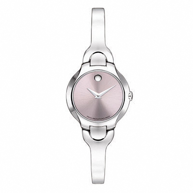 Main Image 1 of Ladies' Movado Kara™ Pink Mirror Dial Bangle Watch in Stainless Steel (Model: 0605284)