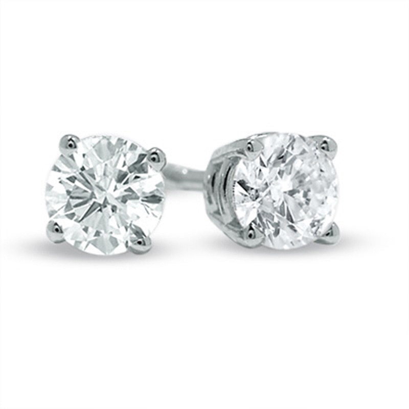 Main Image 1 of Celebration Canadian Lux® 0.50 CT. T.W. Certified Diamond Solitaire Earrings in 14K White Gold (I/SI2)