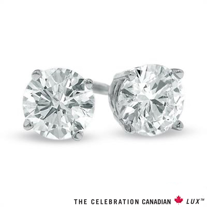 Celebration Canadian Lux® 1.00 CT. T.W. Diamond Earrings in 18K White Gold (I/SI2)|Peoples Jewellers