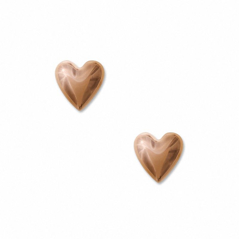 14K Rose Gold Puffed Heart Stud Earrings|Peoples Jewellers