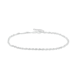 2.0mm Adjustable Singapore Chain Anklet in 10K White Gold - 10&quot;