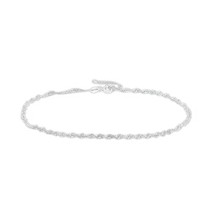 2.0mm Adjustable Singapore Chain Anklet in 10K White Gold - 10"