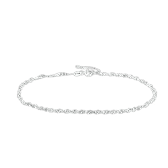 2.0mm Adjustable Singapore Chain Anklet in 10K White Gold - 10"
