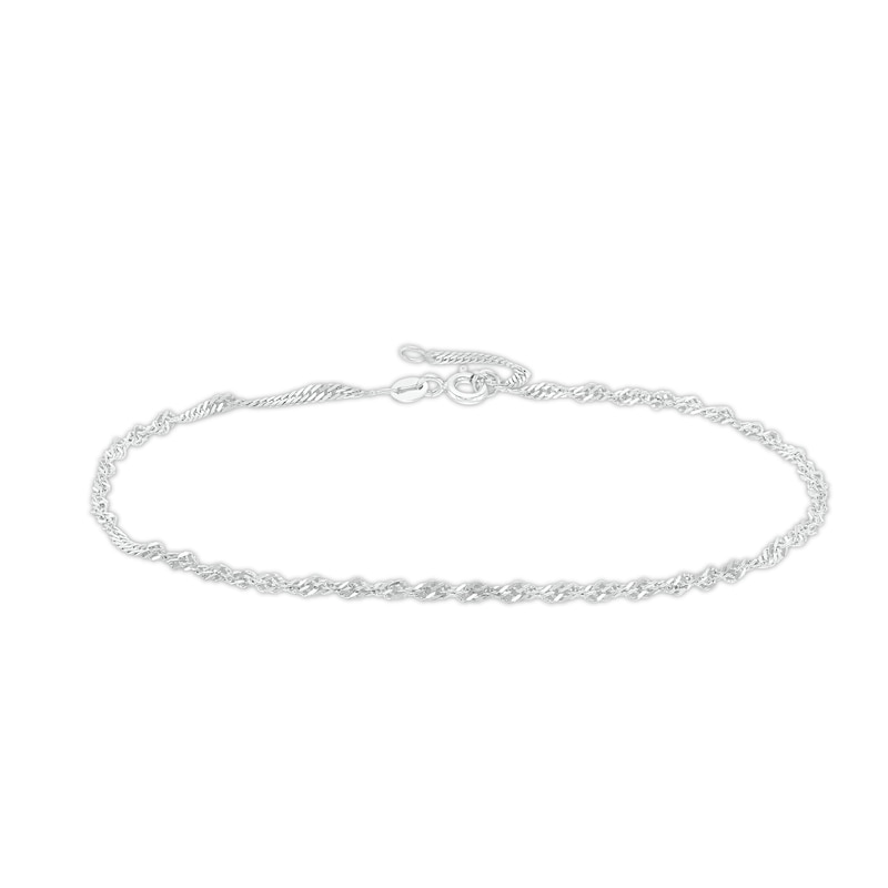 2.0mm Adjustable Singapore Chain Anklet in 10K White Gold - 10"|Peoples Jewellers