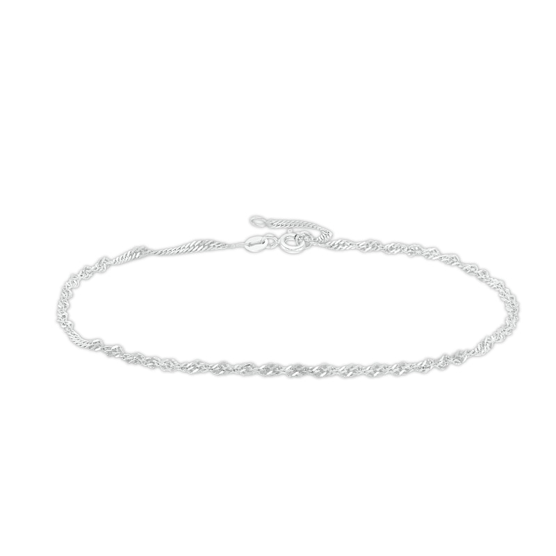 2.0mm Adjustable Singapore Chain Anklet in 10K White Gold - 10"