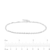 2.0mm Adjustable Singapore Chain Anklet in 10K White Gold - 10"