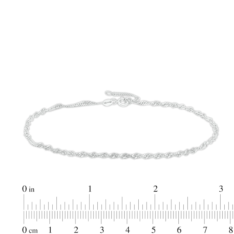 2.0mm Adjustable Singapore Chain Anklet in 10K White Gold - 10"|Peoples Jewellers