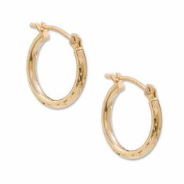 13mm Diamond-Cut Hoop Earrings in 14K Gold