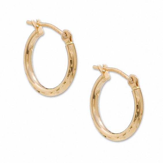 13mm Diamond-Cut Hoop Earrings in 14K Gold