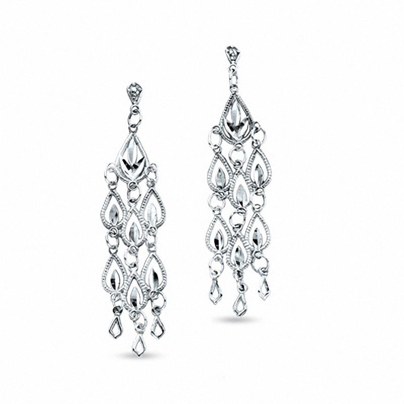 Peoples Jewellers 14K White Gold Teardrop Chandelier Earrings Upper Canada Mall