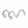 Thumbnail Image 1 of Nose Stud Set in 14K White Gold with Lab-Created Pink and White Sapphires