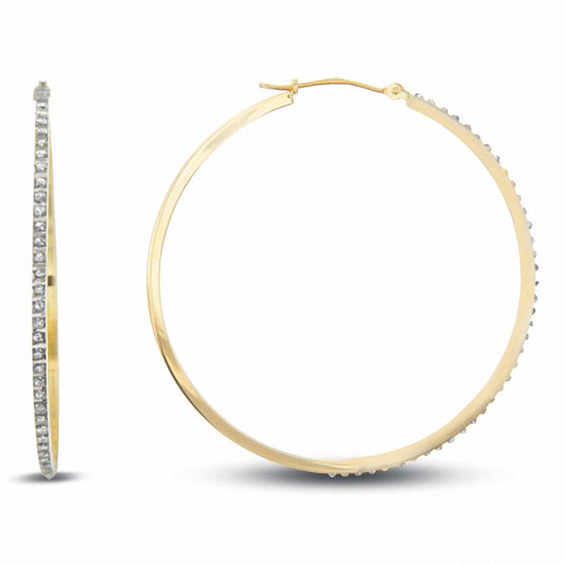 Main Image 1 of Diamond Fascination™ Round Hoop Earrings in 14K Gold
