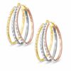 Thumbnail Image 0 of Diamond Fascination™ Triple Hoop Earrings in 14K Tri-Tone Gold