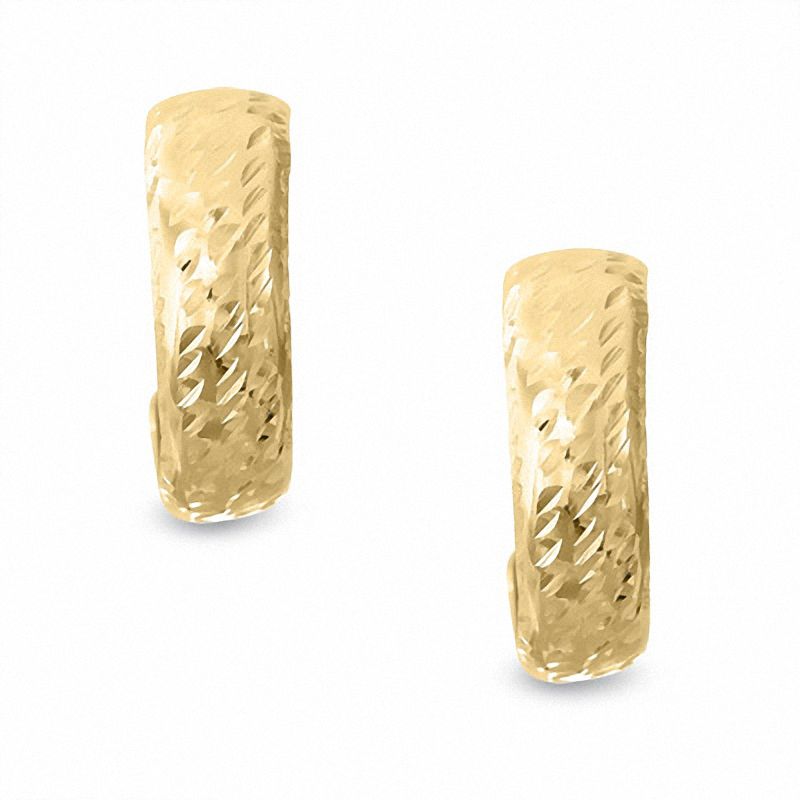14K Gold Hammered Half Hoop Earrings