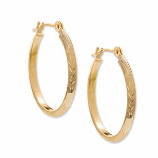 14K Gold Knife Edge Oval Hoop Earrings
