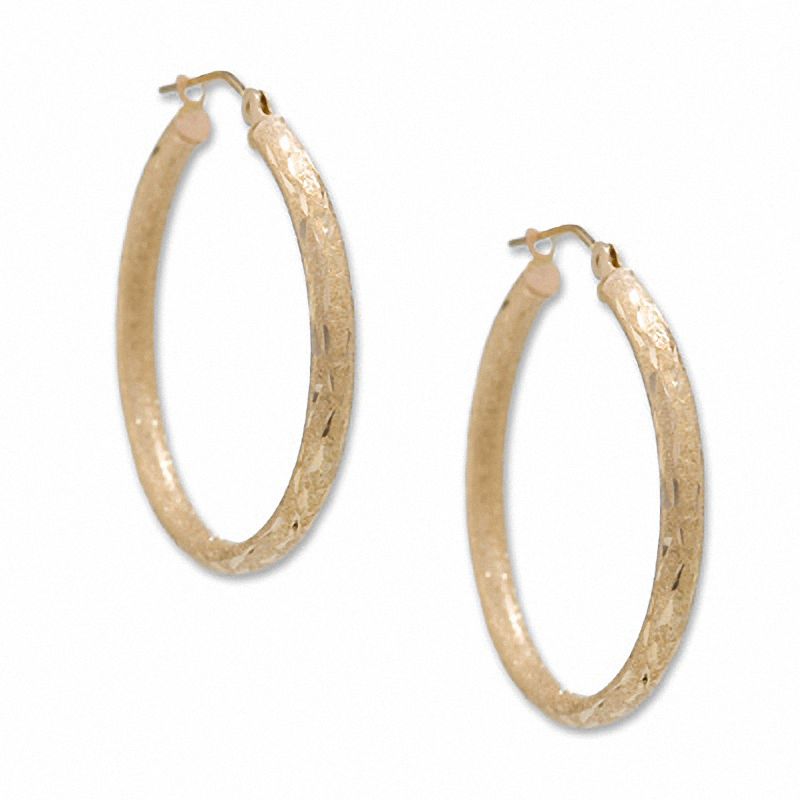 Main Image 1 of 14K Gold 30mm Laser Hoop Earrings