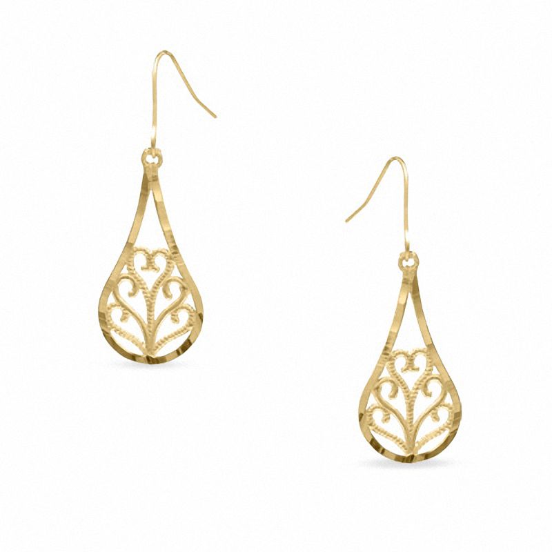 Gold filigree teardrop earrings on sale