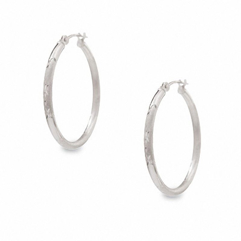 14K White Gold 25mm Hoop Earrings