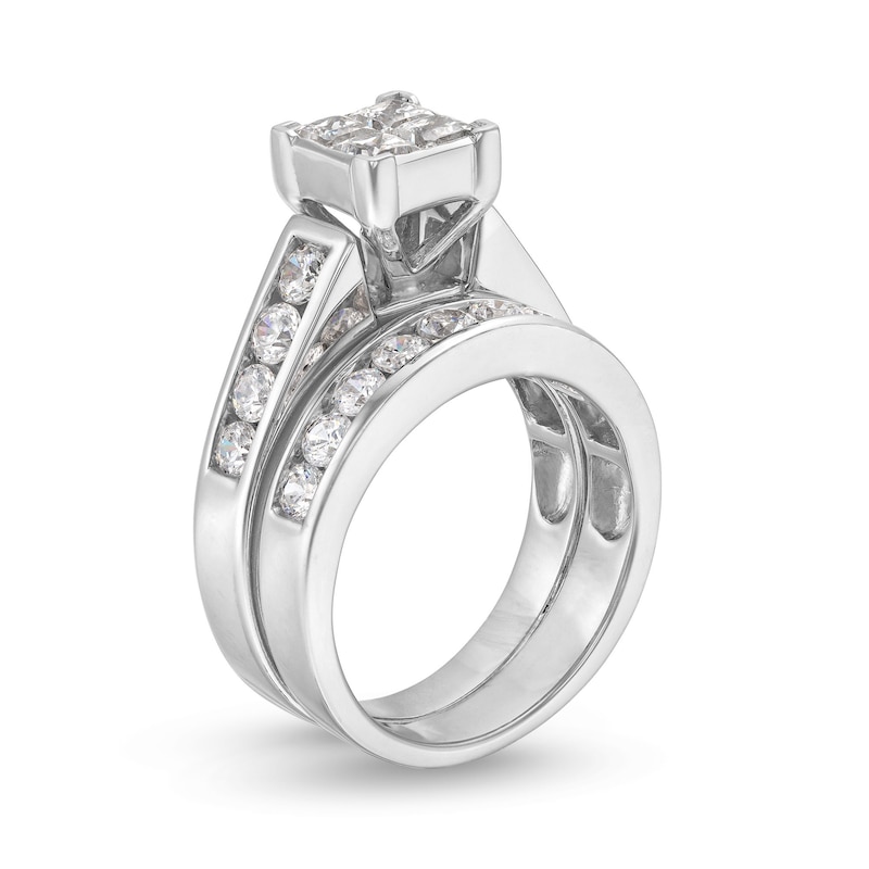 Main Image 3 of 2.00 CT. T.W. Quad Princess-Cut Diamond Bridal Set in 14K White Gold