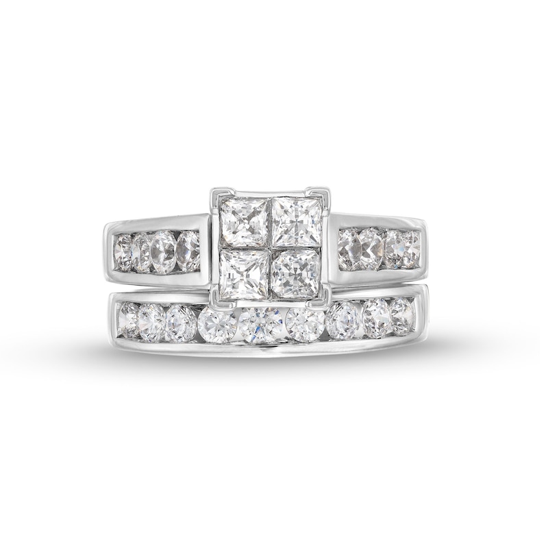 Main Image 4 of 2.00 CT. T.W. Quad Princess-Cut Diamond Bridal Set in 14K White Gold